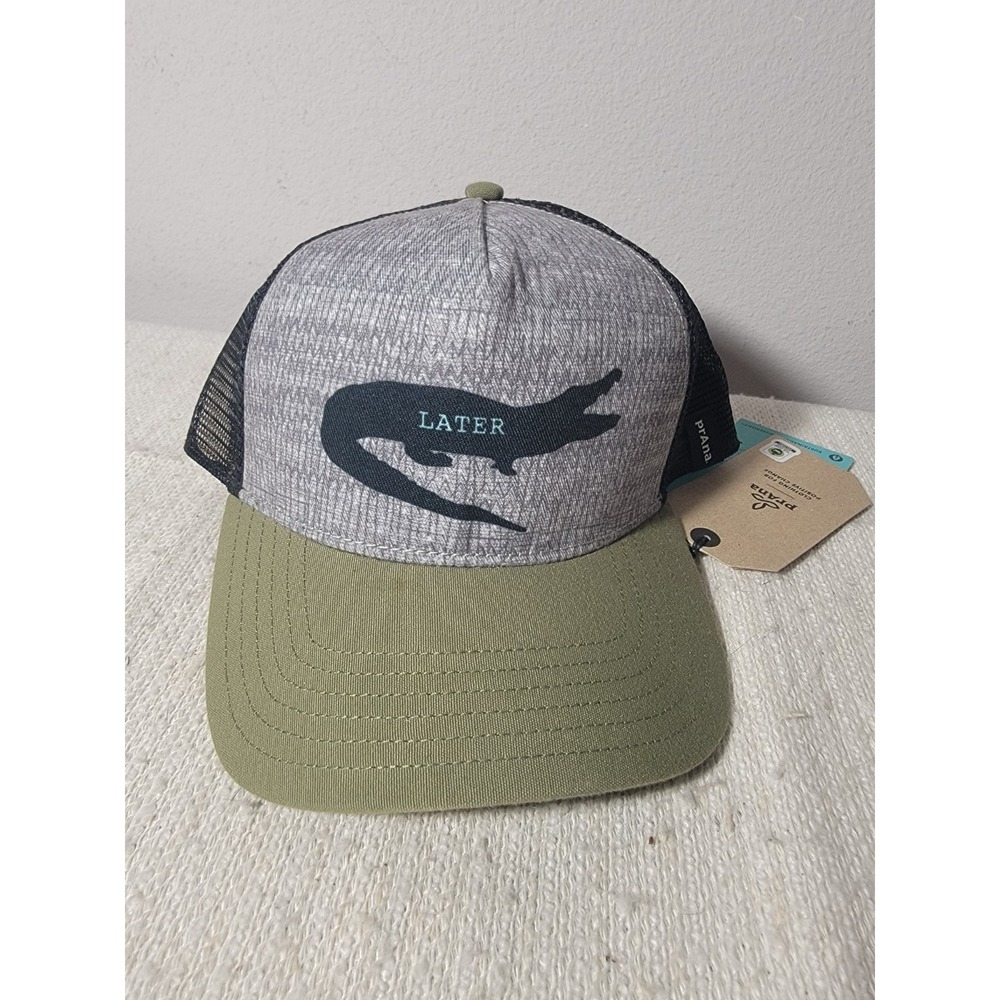 prAna Journeyman Trucker Hat Later Gator Alligator Cargo Green Snapback NWT